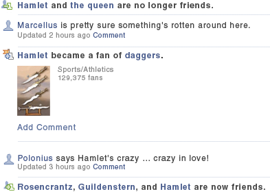 Hamlet on the Facebook Newsfeed